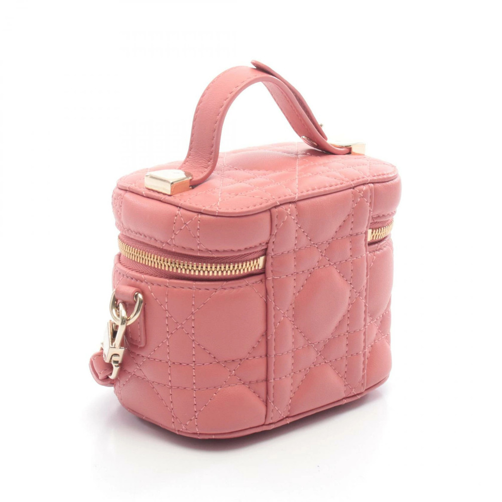Dior Lady Vanity Cannage Handbag Leather Pink